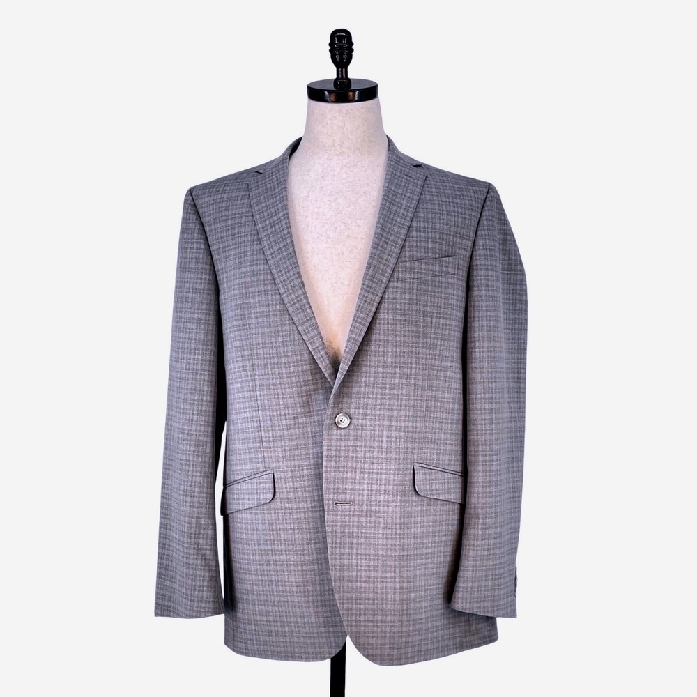 REACTION KENNETH COLE 44R Techni-Cole Gray Plaid Jacket Blazer‎ Sport Coat